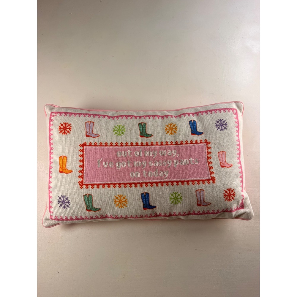 Sassy Pants Cowboy Boot Pillow Women OS Pink White Y2K Western Kitsch